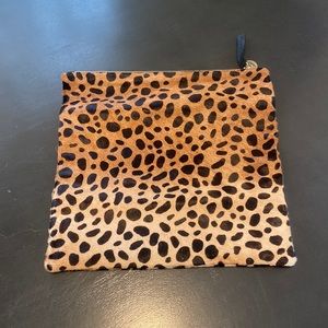 Clare V fold over leopard clutch